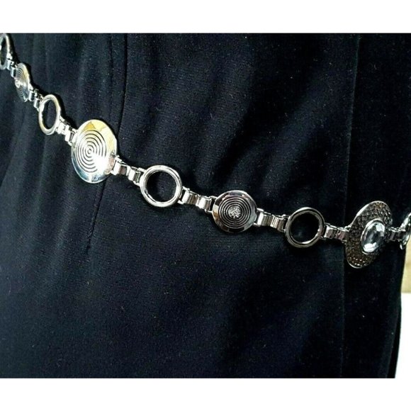 Rhinestone circle Silver Tone Chain belt cb23-72 - Picture 1 of 4